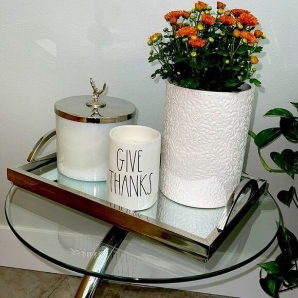 Rae Dunn ‘Give Thanks’ Autumn Leaves Scented Thanksgiving Candle 11.4 oz - Picture 1 of 5